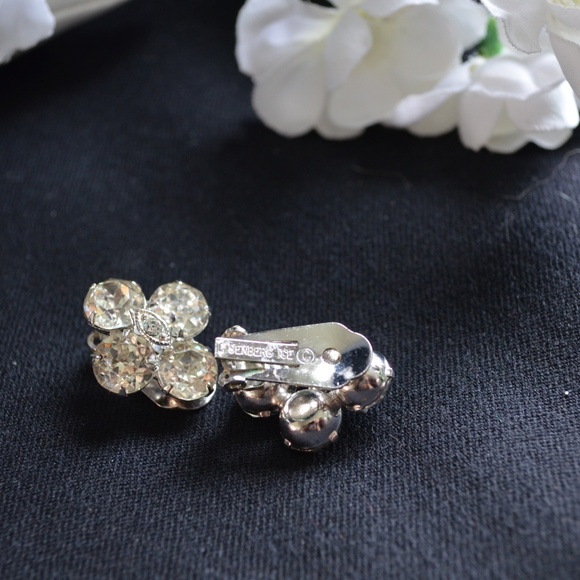 Eisenberg Faux Diamond Clip Earrings - Picture 2 of 5